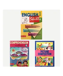 English WorkBook Combo for Class 1 Comprehension Picture Composition Book & English Skills Vocabulary Grammar Set of 3 Books - English