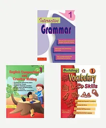 English WorkBook Combo for Class 1 Interactive Grammar Vocabulary Book & English Composition and Creative Writing Book Set of 3 Books With Answer Key - English