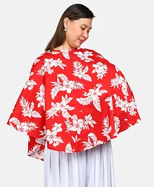 Grandma's Premium Mothers Cotton  Nursing  Apron Flower Printed - Red