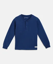 Campana 100% Cotton Full Sleeves Solid T Shirt - Blue