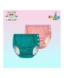 Chinmay Kids Reusable Swimwear Diaper Pants Set Of 2 - Green & Pink
