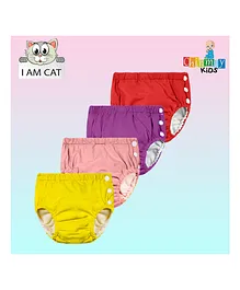 Chinmay Kids Reusable Swimwear Diaper Pants Set Of 4 - Yellow Pink Purple & Red