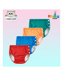 Chinmay Kids Reusable Swimwear Diaper Pants Set Of 4 - Red Orange Green & Blue