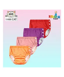 Chinmay Kids Reusable Swimwear Diaper Pants Set Of 4 - Pink Purple Orange & Red