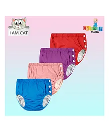 Chinmay Kids Reusable Swimwear Diaper Pants Set Of 4- Pink Purple Blue & Red