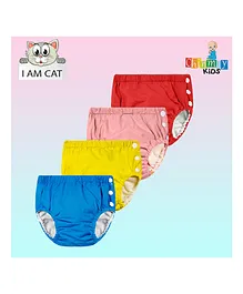 Chinmay Kids Swimming Pants Reusable Swimwear Diaper Pants For Unisex- Set Of 4(0-36 Months) Blue, Yellow, Pink, Red