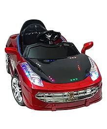 GetBest Electric Car with Double Motor Lights Bluetooth Remote and Double Battery Operated Ride on Car - Red & Black