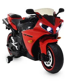 GetBest 12V R1 Battery Operated Ride on Electric Bike with Supporting Wheels Suspension Music and Lights - Red