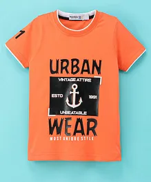 Noddy Half Sleeves Urban Wear Printed Tee - Orange