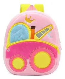 Frantic Premium Quality Soft design Pink Bulldozer Plush Bag for Kids - 14 Inches