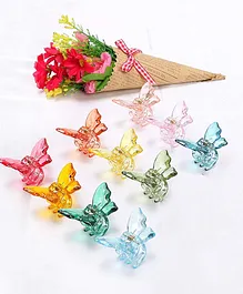 Yellow Chimes Set Of 10 Butterfly Hair Claw Clutchers - Multi Colour