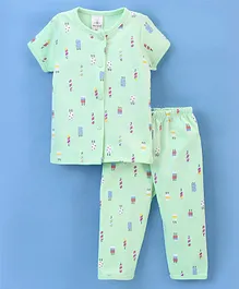 Baby Naturelle & Me Cotton Half Sleeves Night Suit Ice Cream Print- Green
