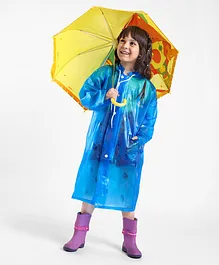 Clownfish Full Sleeves Solid Hooded Raincoat - Blue