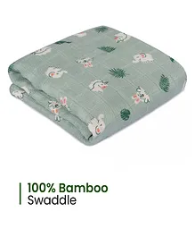 Mush Ultra Soft Comfortable and Multipurpose 100% Bamboo  Muslin Baby Swaddle & Wrapper - Green