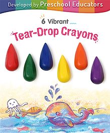 Intelliskills Tear Drop Crayons with Grip | 6 Vibrant Colours | Non Toxic, Child Safe| Smooth, Non-Greasy & Non-Breakable | Educator Approved