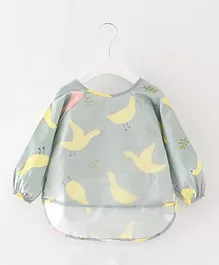 Thread Fairy Full Sleeves Washable Waterproof Baby Feeding Bibs Baby Bib Shirt with Pocket Little Birdies Small - Green