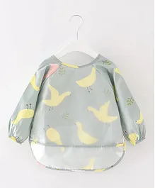 Thread Fairy Full Sleeves Washable Waterproof Baby Feeding Bibs Baby Bib Shirt with Pocket Little Birdies Medium - Green