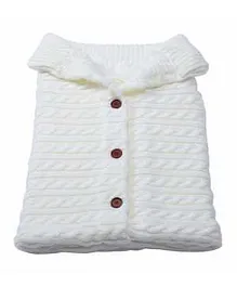 Thread Fairy Knit Wool Warm Swaddle Blanket Sleeping Bag- White