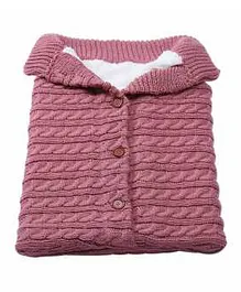 Thread Fairy Knit Wool Warm Swaddle Blanket Sleeping Bag- Pink