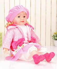 ToyMark Baby Doll In Solid Jacket Pink- Height 54 cm (Color & Print May Vary)