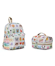 Baby Jalebi Dear Zoo Mini Backpack & Lunch Bag White - 14 Inches