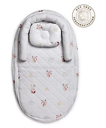 Baby Jalebi Organic Cotton Foldable Light Weight Ergonomic Design Super Soft Side Cushioning Fashionable Bed Set with Mosquito Net - Multicolour