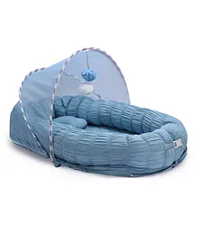 Baby Jalebi Personalized Sleep Cloud Baby Nest Baby Gadda Set With inbuilt Mosquito Net - Blue