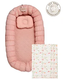 Baby Jalebi Personalized Sleep Cloud Bundle Baby Nest With inbuilt Mosquito Net and Blanket Baby Bedding Set - Pink