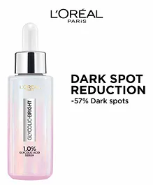 L'Oreal Paris Glycolic Bright Skin Brightening Serum, 15ml | 1% Glycolic Acid Serum for Dark Spots, Pigmentation & Uneven Skin Tone