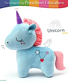 Intelliskills Hug O Feel Plush Toys Unicorn Blue - Height 33 cm