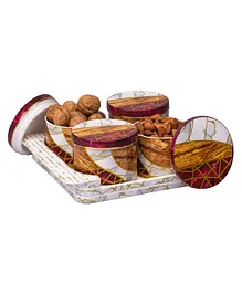 Selvel Unbreakable & Air Tight Dry Fruit Container Tray Set 430ml (Vogue Red)