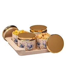 Selvel Unbreakable & Air Tight Dry Fruit Container Tray Set 430ml (Lilly Ivory)
