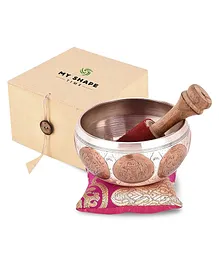 MyShape Time Tibetan Singing Bowl With Stick & Silk Cushion - Silver