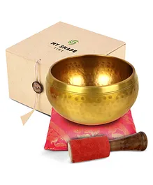 MyShape Time Tibetan Singing Bowl 3.5 Inches Singing Bowl Set Mallet Meditation Sound Musical Instrument for Stress Relief & Meditation Music - Bronze
