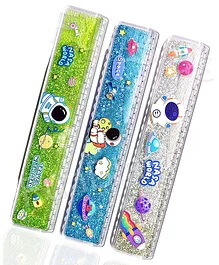FunBlast Space Themed Glitter Scale Ruler Set Pack of 3 - Multicolour