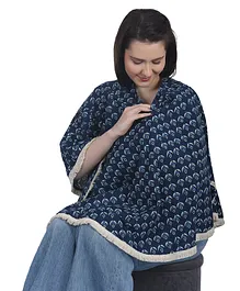 Mums Caress Printed Premium Cotton Nursing Cover - Navy Blue