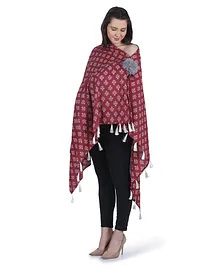 Mums Caress Floral Premium Cotton Nursing Stole - Maroon