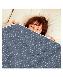 Divine Casa Microfiber Comforter Blanket For Toddler Upto 4 Years - White & Blue