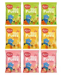 Slurrp Farm Fruit and Vegetable Baked Puffs  in Yummy Flavours Carrot Strawberry & Banana Mango Pack of 9 - 15 g Each