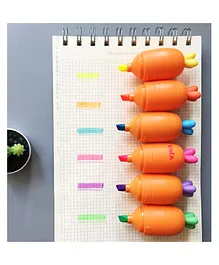 Carrot Shape Highlighters Set of 6 - Multicolour