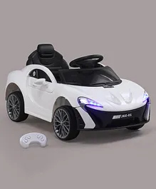 Babyhug Battery Operated Small Ride On Car with Scissor Doors Music & Light - White