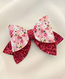All Cute Things Bunny Themed Sequin Finish Bow Hair Clip - Pink