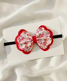All Cute Things Butterfly Print Scalloped Headband - Red White