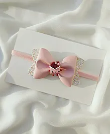 All Cute Things Chocolate Detail Bow Headband - Baby Pink White