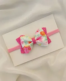 All Cute Things Watercolour Print Sequinned Bow Headband - Multicolour Pink