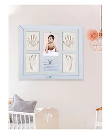 Baby Moo Clay Handprint And Footprint Impression Wooden Photo Frame For Infant Memories - White