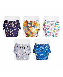 SuperBottoms BASIC Cloth Diaper Quick Dry UltraThin pads Stay Dry & Lasts up to 3 Hours Multicolour - 5 Pieces, 7 kg to 17 kg