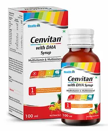 Healthvit Cenvitan Multivitamin & Multiminerals Syrup with Juicy Fruit with DHA Syrup - 100 ml