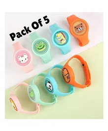 BOXOT IMPEX Mosquito Repellent Bands with LED Light Up Insect & Bug Pest Repeller Waterproof Bracelet with Essential Oils Pack of 5 - Multicolour