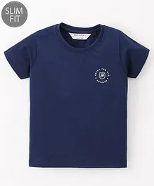 Ruff Lycra Half Sleeves T-Shirt Text Print- Blue